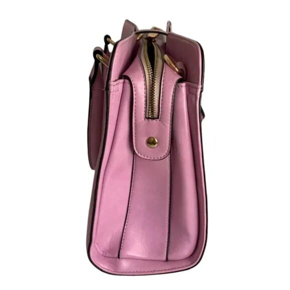Lavender Croc Embossed Satchel Handbag with Gold Hardware Elegant Top Handle - Picture 5 of 9